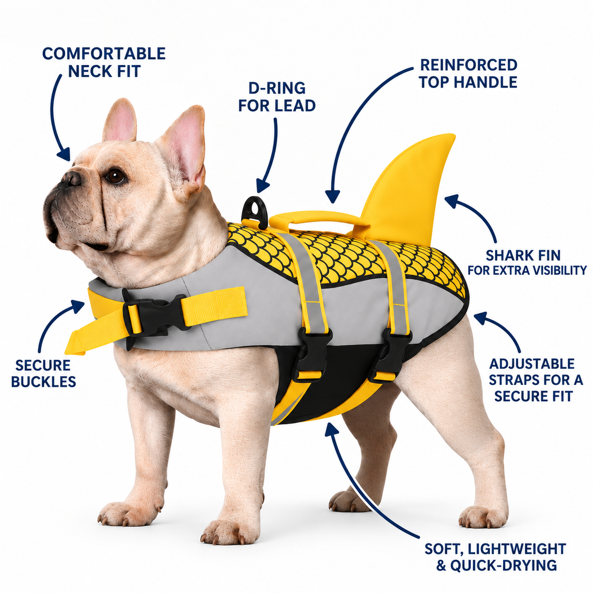Shark Fin Dog Life Jacket Swim Vest