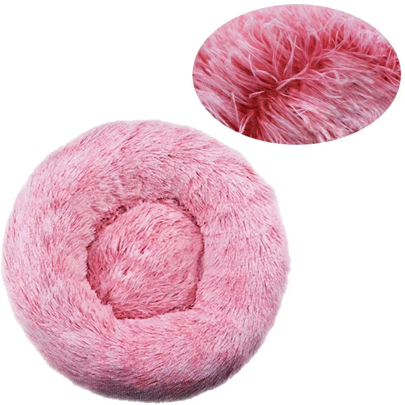 Round Plush Dog Bed Soft & Comfortable