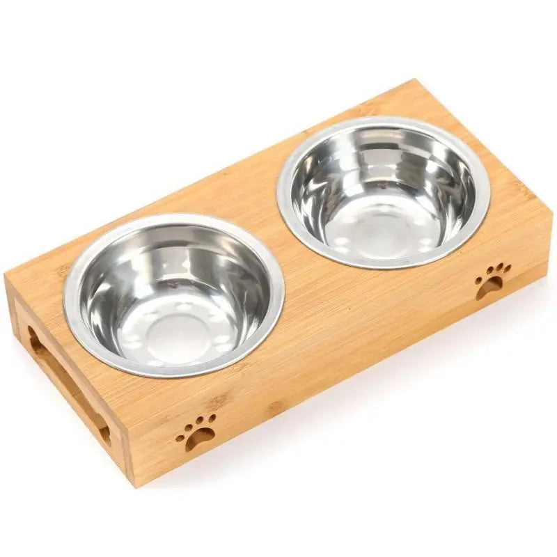 Personalised Bamboo Double Pet Bowl