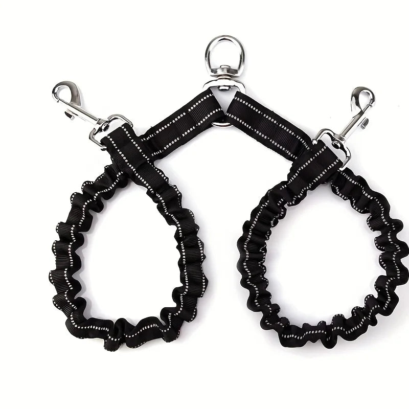 Double Dog Lead Coupler No Tangle Reflective Bungee
