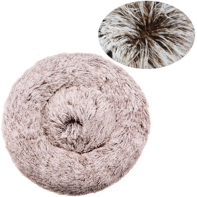 Round Plush Dog Bed Soft & Comfortable