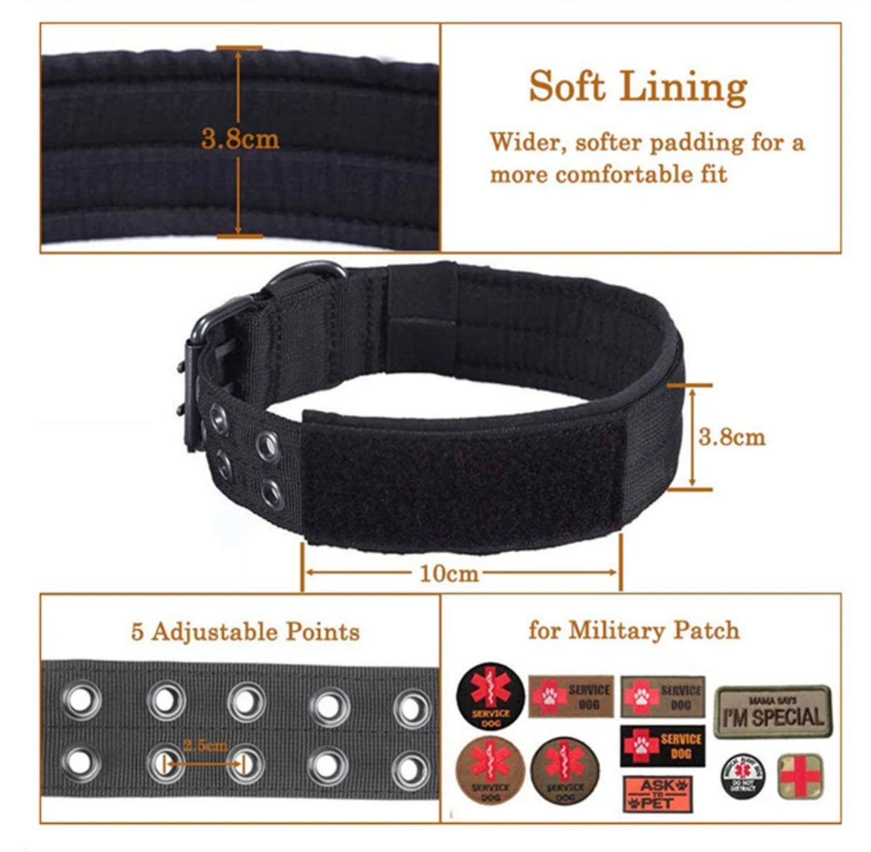 Adjustable Reflective Tactical Dog Collar