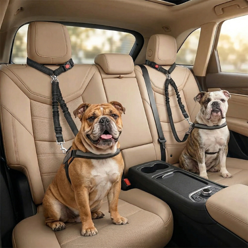 Adjustable Double Clip Dog Car Safety Restraint