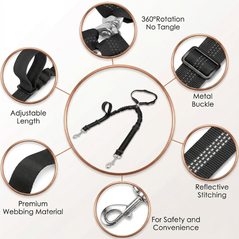 Adjustable Double Clip Dog Car Safety Restraint