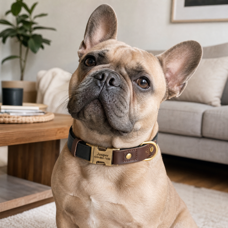 Personalised Dog Collar with Engraved Nameplate