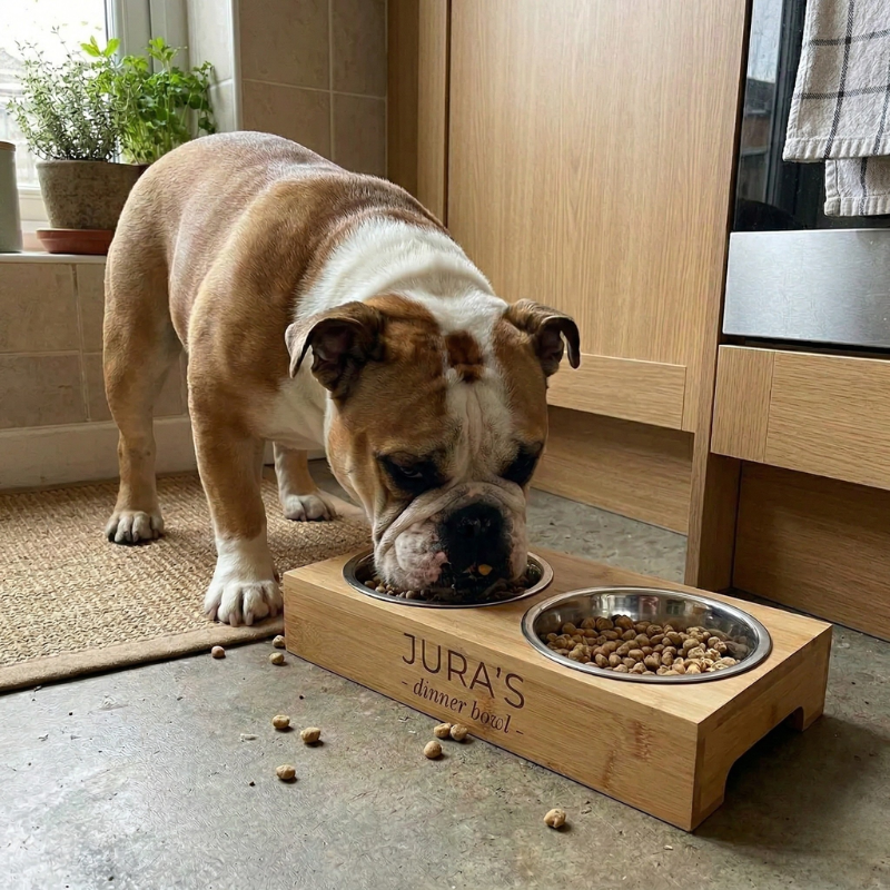 Personalised Bamboo Double Pet Bowl