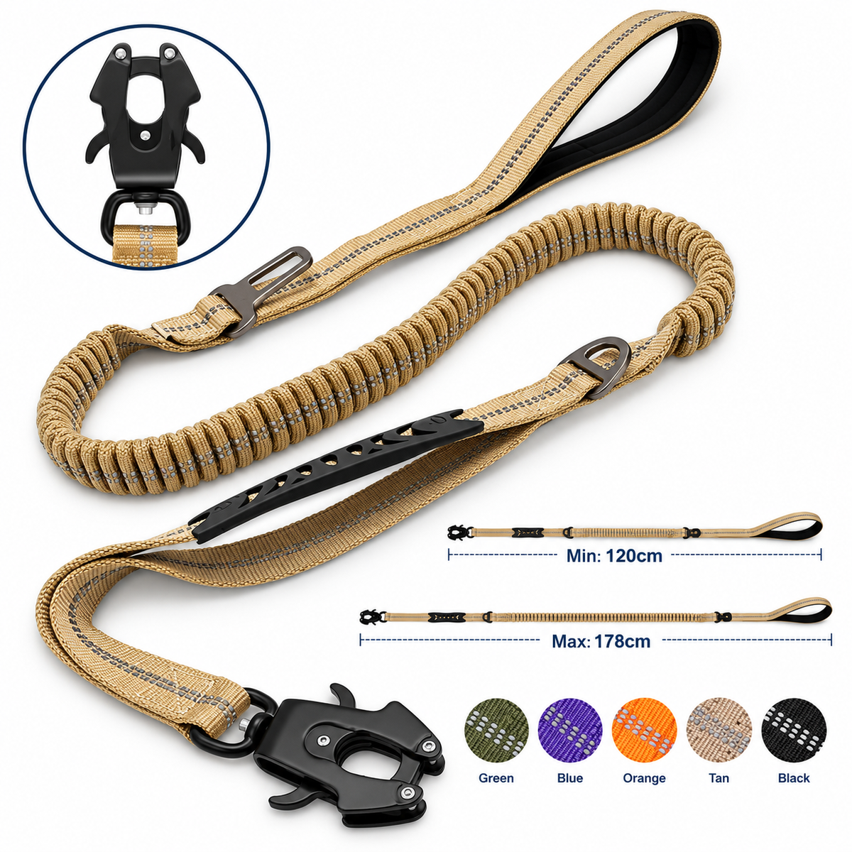 Reflective Shock-Absorbing Dog Lead